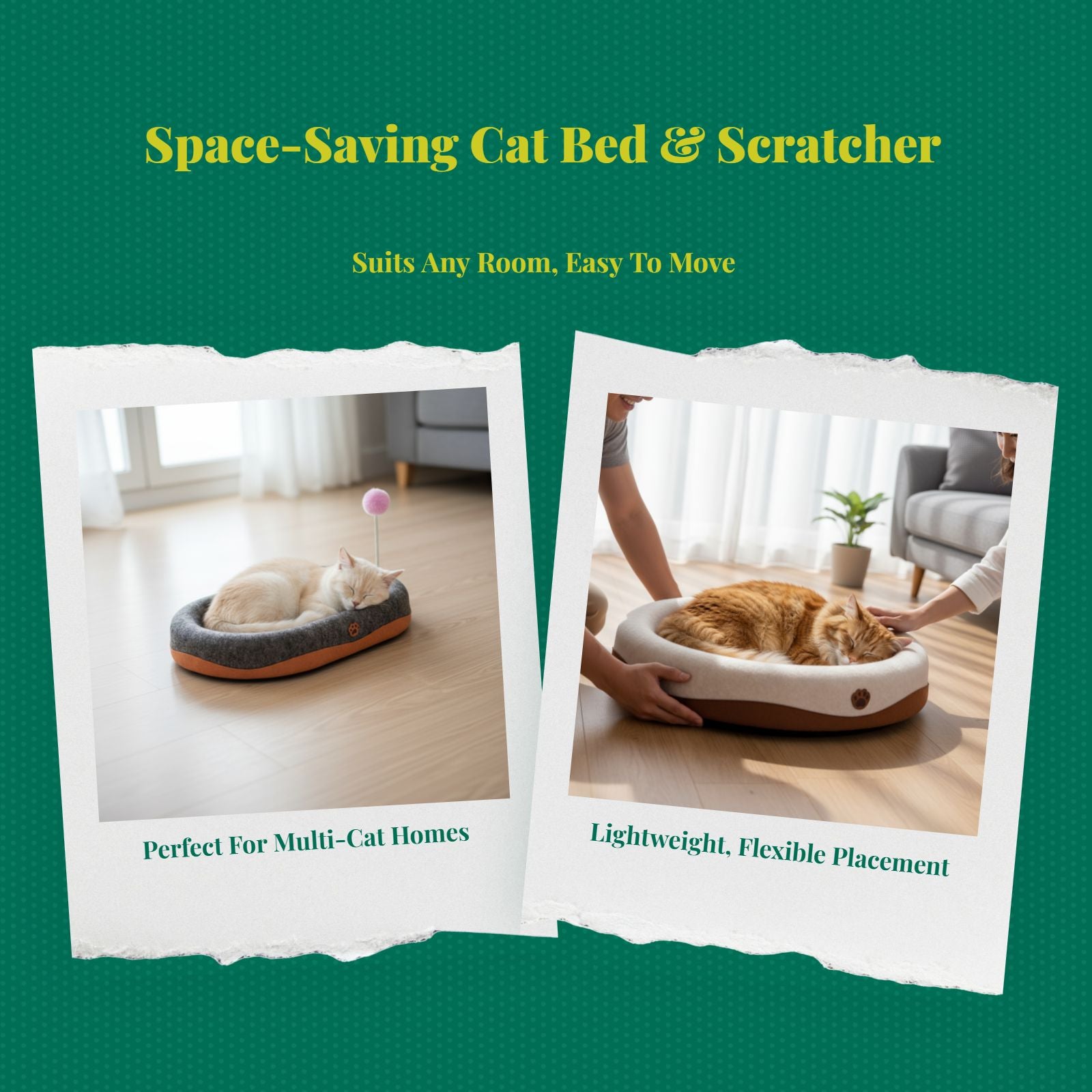 Cat Scratcher Bed, Corrugated Cardboard, 2-in-1 Lounge & Pad