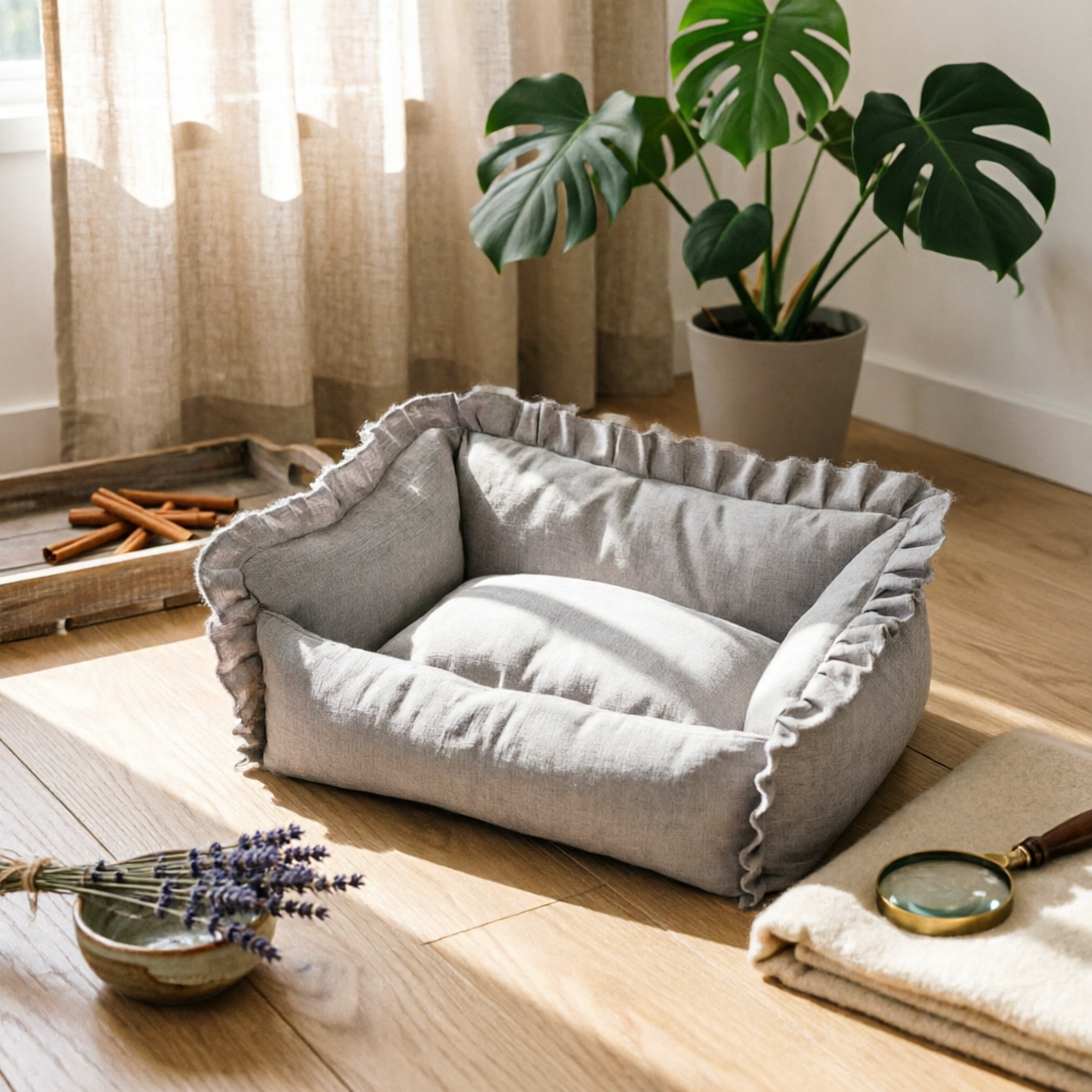 Washable Dog Couch Bed Wear-Resistant Small Dog Couch Faux for Indoor