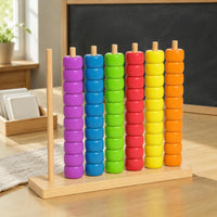 Wooden Counting Toy Natural Wood Wooden Bead Stacker Hand-Eye Coordination