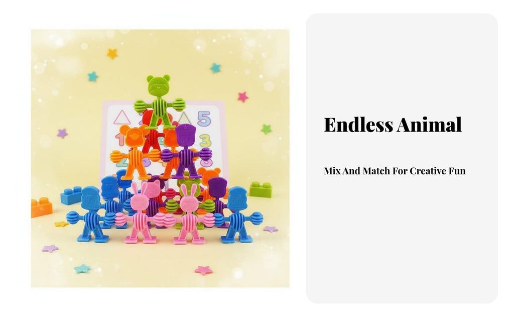 Fine Movement Skills Development Creature Character Stacking Blocks Colorful Design Stackable Creature Blocks Screen Non-Digital