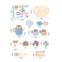Afternoon Tea Playset Burr-Smooth Wooden Tea Set for Home, Preschoolers