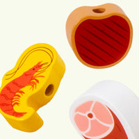 Wooden Grill Playset Slatted Wooden Barbecue Toy Menu Cards for Children
