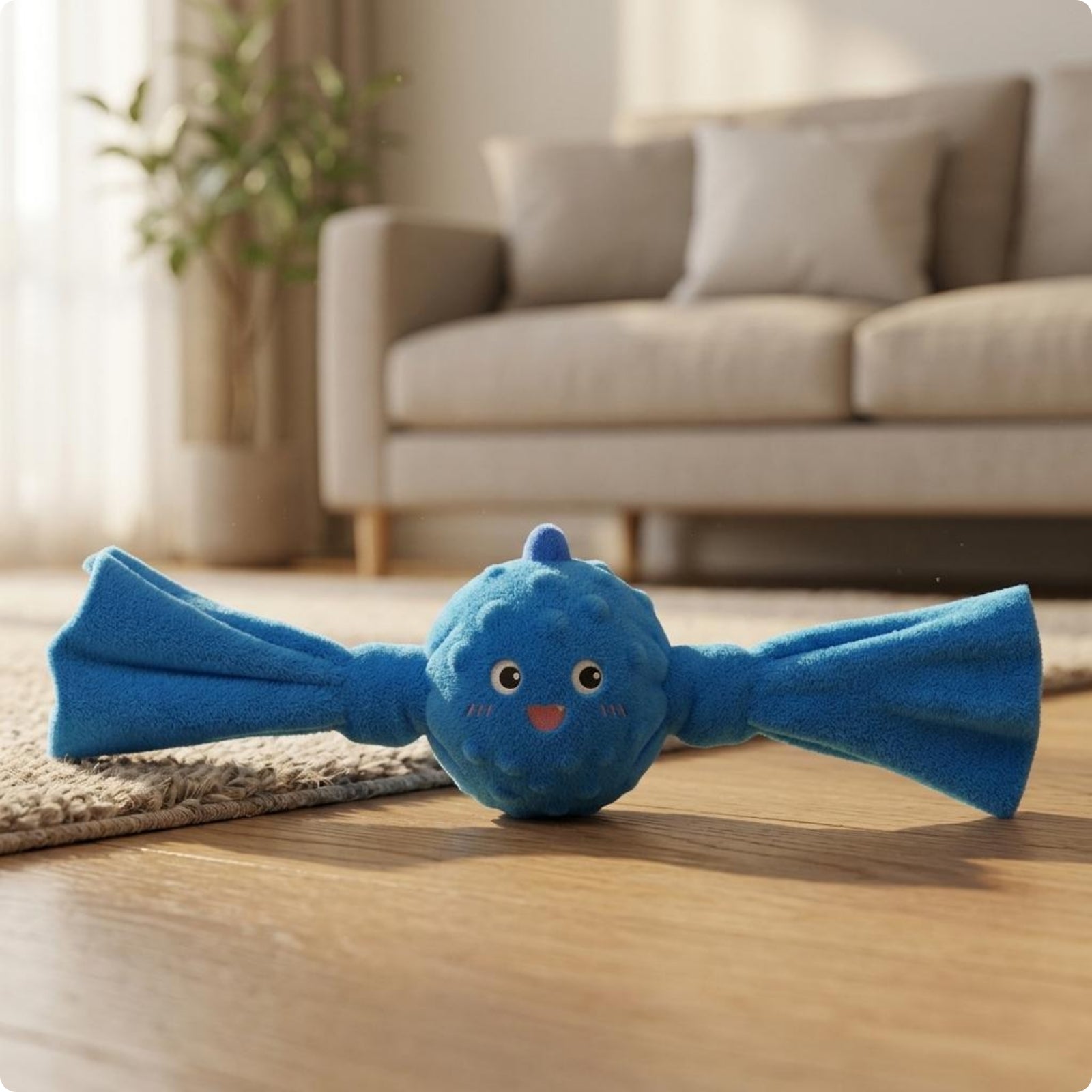 Squeaky Soft Fabric Dog Toy Textured Long Flared Dog Chew Toy