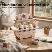 Wooden Ice Cream Cart Developmental Learning Influenced Child Children's Plaything Pretend Ice Cream Cart for Kids