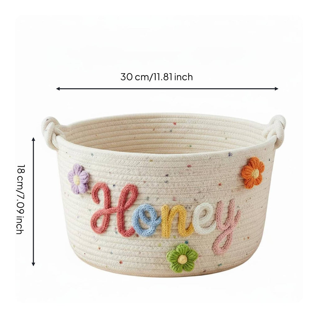 Embroidered Name Nursery Basket Multi-Functional Baby Diaper Organizer Knot