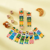 Rotating Block Learning Toy Early Education Wooden Mix and Match Blocks