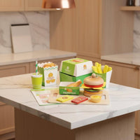 Hamburger Fries Play Set Fine Movement Skills Wooden Burger Toy Safe And