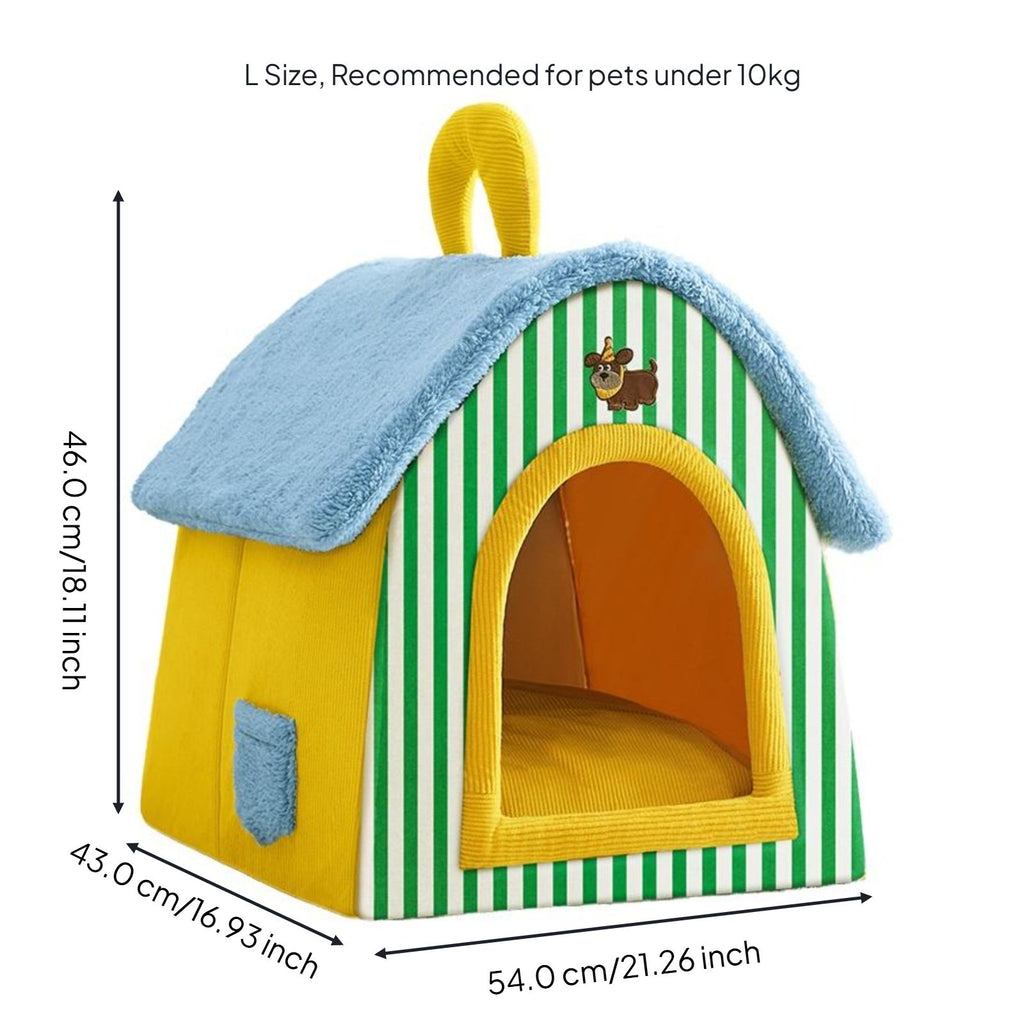 All-Season Pet Bed, Semi-Enclosed Cat House, Removable Pad