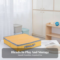 Textile Sandbox Rectangular Foldable Sandbox Yellow and Gray for Children