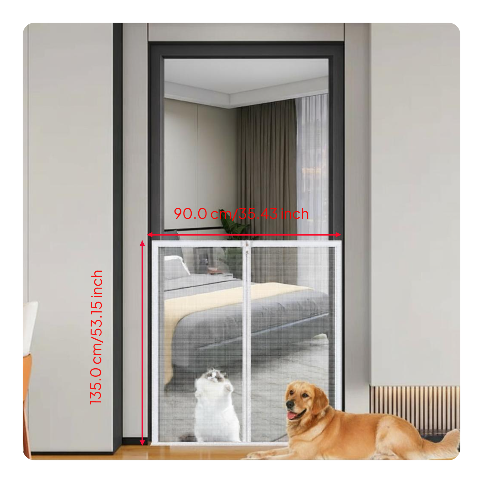 Removable cat mesh door, easy install