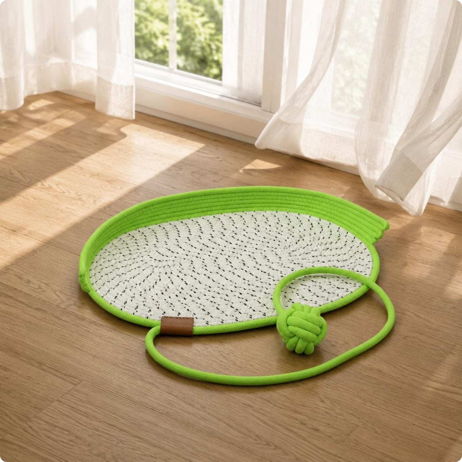 Woven Feline Mat Raised Rim Braided Feline Mat Speckled for Cats