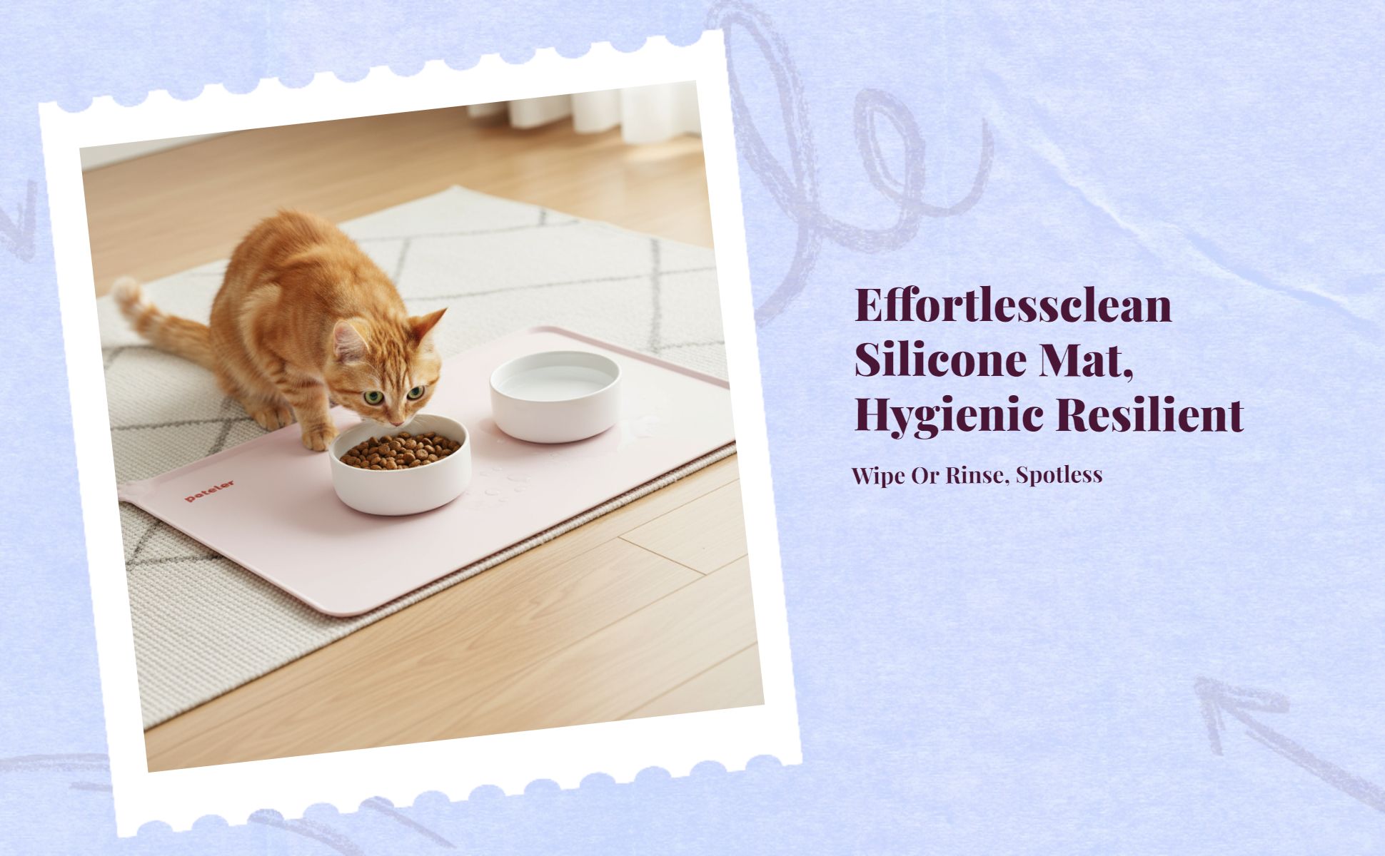 Pet Feeding Mat, Silicone Waterproof Non-Slip Pet Bowl Mat, wellnessConscious, Raised edge, Easy to Clean, Protects Floors, for felines and Dogs