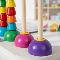 Number Matching Game STEM Development Wooden Bead Stacker Natural Wood