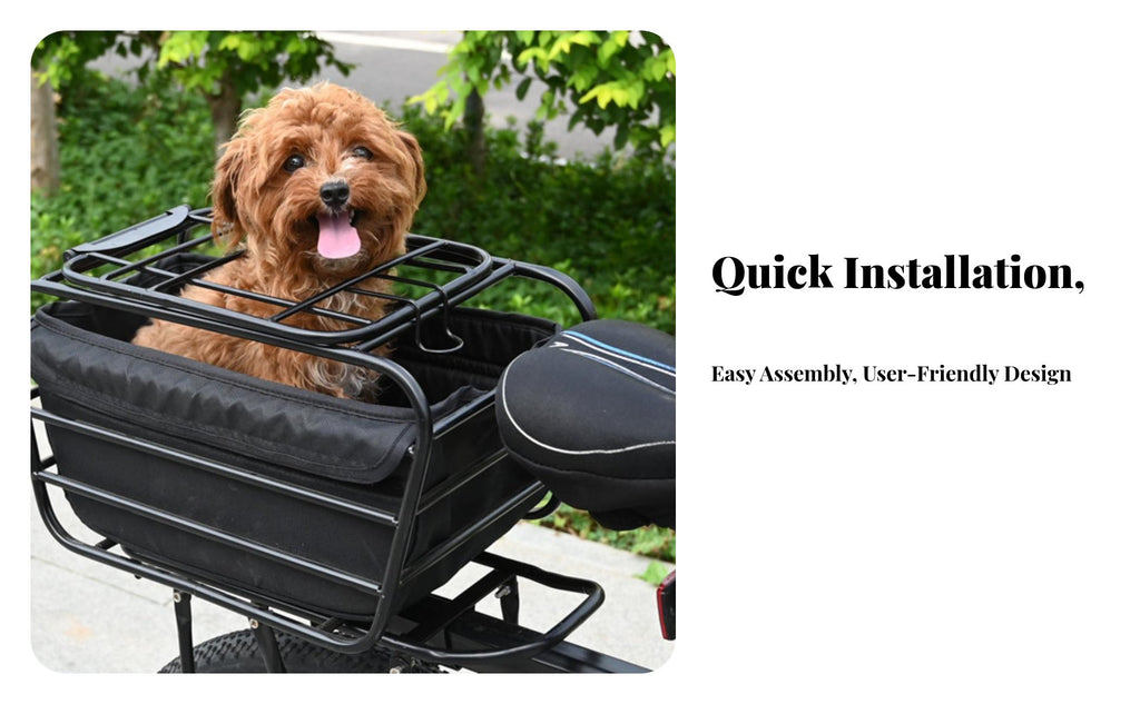Multi-Functional Cycle Pet Carrier Basket Large Capacity Dog Bike Carrier Easy Installation for Travel