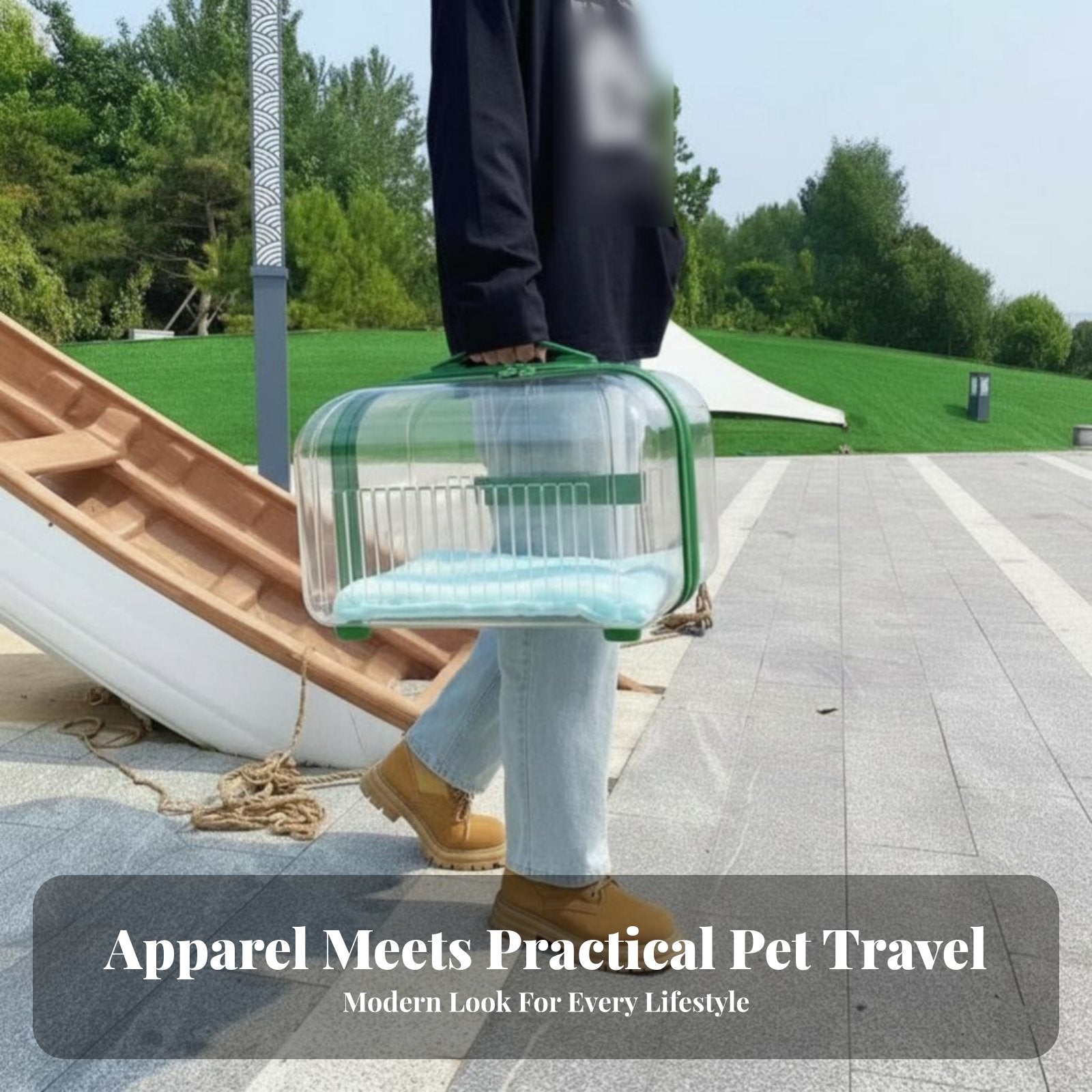 2-Tier Pet Trolley Transparent View pet Equipment two-level Design