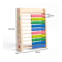 Wooden Abacus Solid Wood Construction Kids Arithmetic Abacus Multi-Skill Development 10-Row Calculation Rack for Classroom