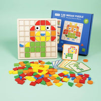 Wooden Mosaic Game Picture Cards Mosaic Tile Matching Game Fine Movement Skills
