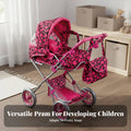 Doll Baby Carriage Realistic Design Foldable Doll Pushcart Toy Pram Child Safe Play Pushcart Lightweight for Young Children