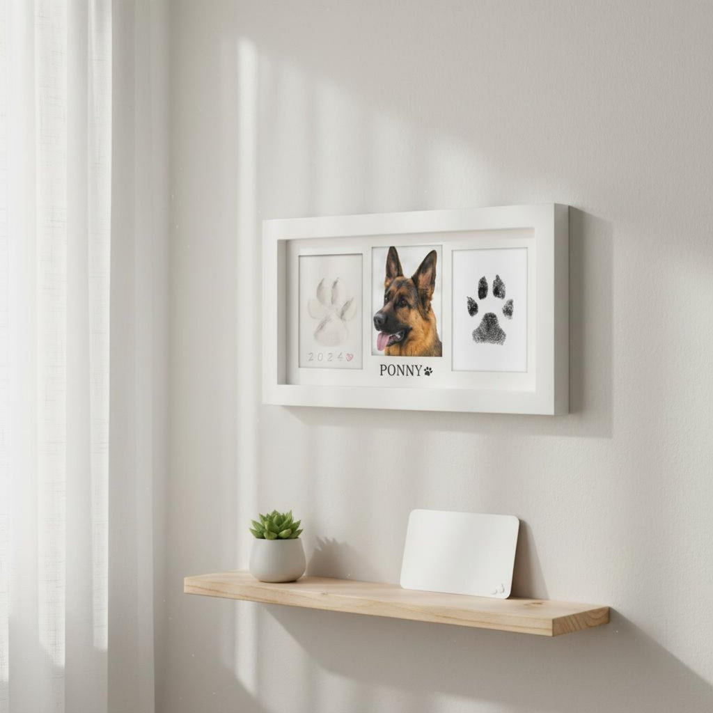Pet Paw Print Frame Kit Clean-Press Ink Pad for Office Desk, New Puppy Owners