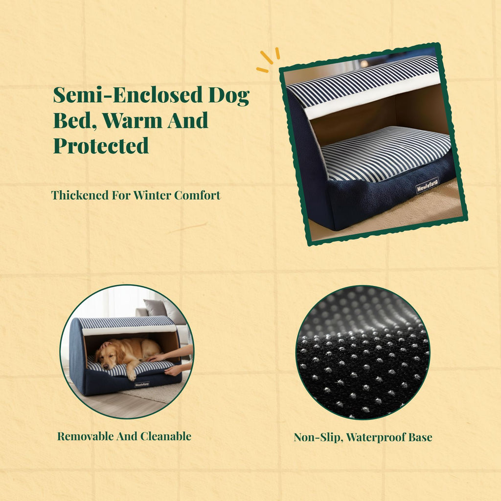 Insulated Indoor Dog House Bed, Removable, Non-Slip Den