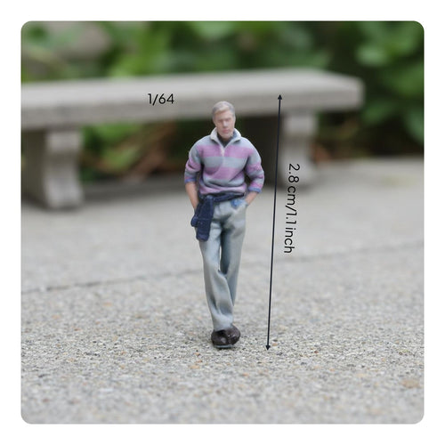 1/64 Scale Man Figure 3D Printed Painted Human Miniature for Collectors