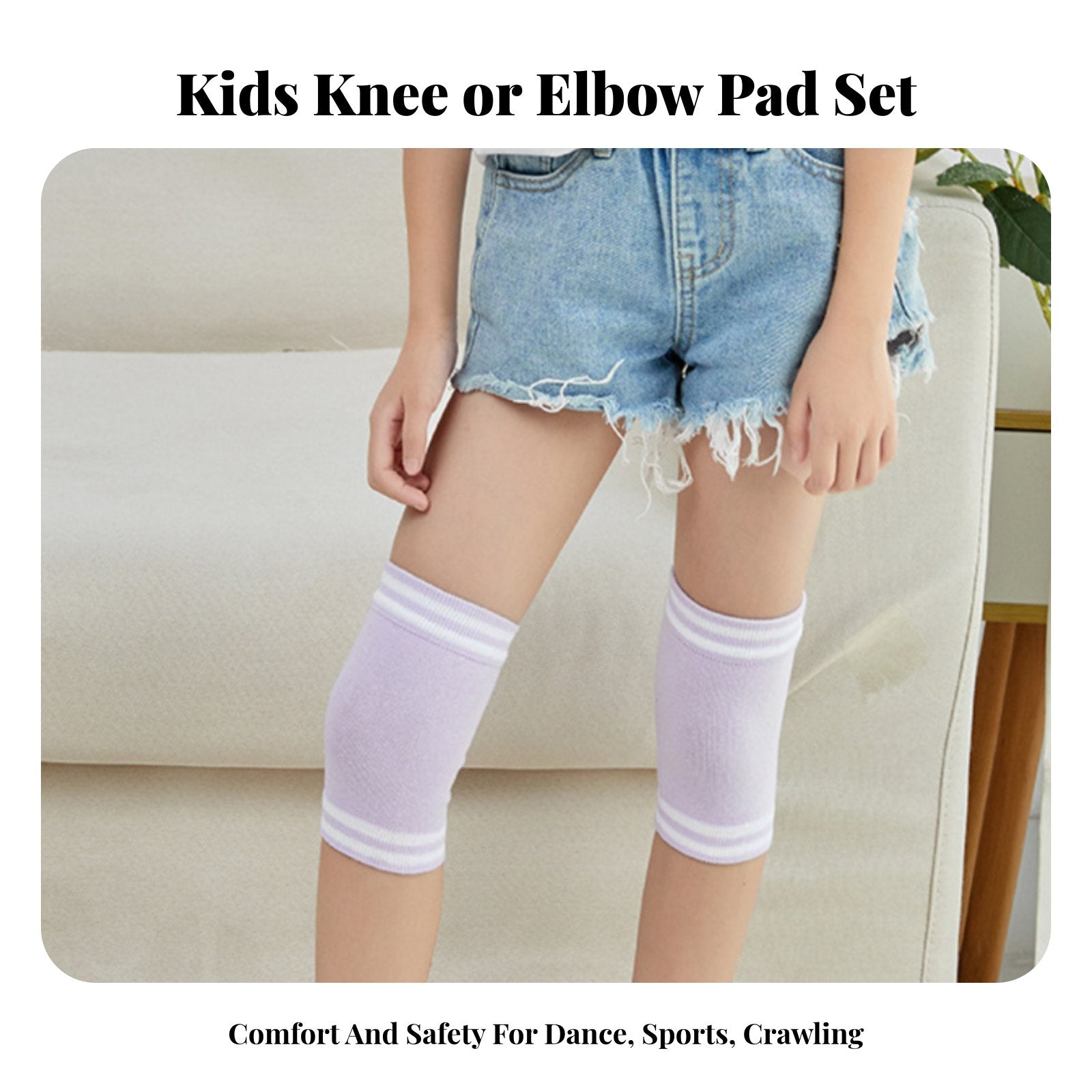 Multi-Sport Use Kids Knee and Elbow Pad Set High Elasticity Toddler Crawling Safety Gear Comfortable for Babies, Boys, Cycling, Indoor, Home