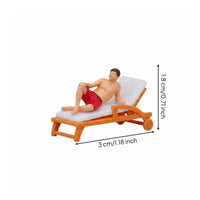 6 Pieces 1:64 Scale Beach Model High-Precision Beach Lounge Figurine