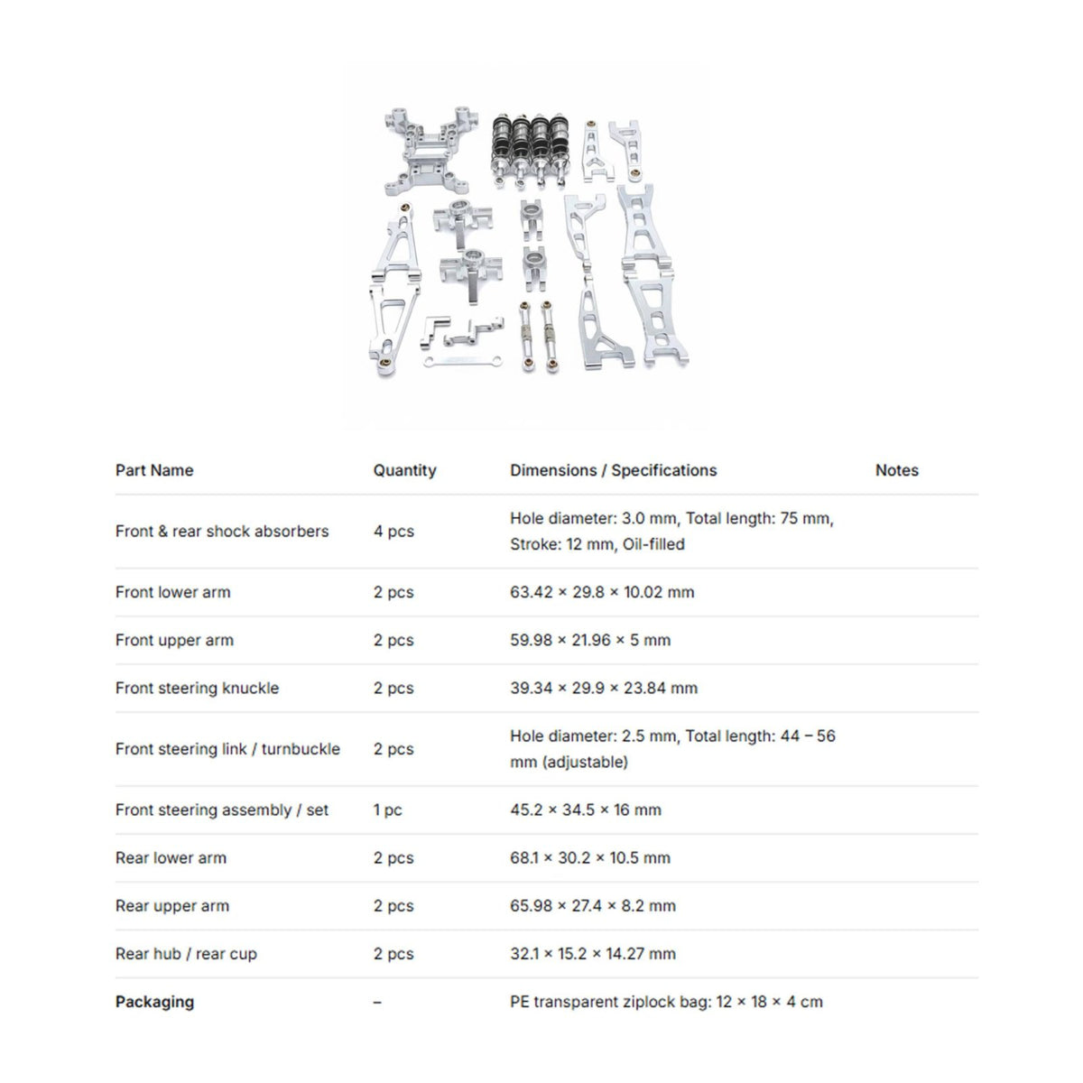 RC Car Metal Upgrade Kit Upgraded Aluminum Shock System Parts Set for Away-Road