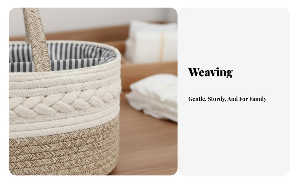 Cotton Rope Diaper Carrier Foldable Design Baby Diaper Organizer Tote Cotton Rope Basket Removable Dividers for Infants