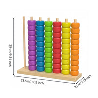 Rainbow Bead Counter Educational Wooden Bead Stacking Toy Fine Motor Skill Development Color Sorting Stacking Rings for Young Children, Playroom