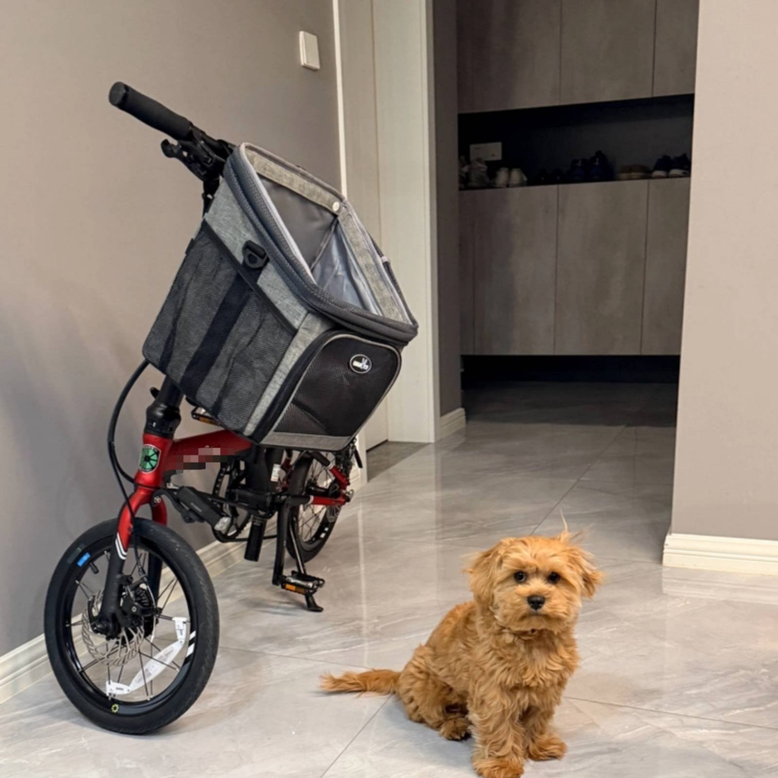 Feline Dog Bike Carrier Breathable Mesh Cycle Pet Bag Foldable Design