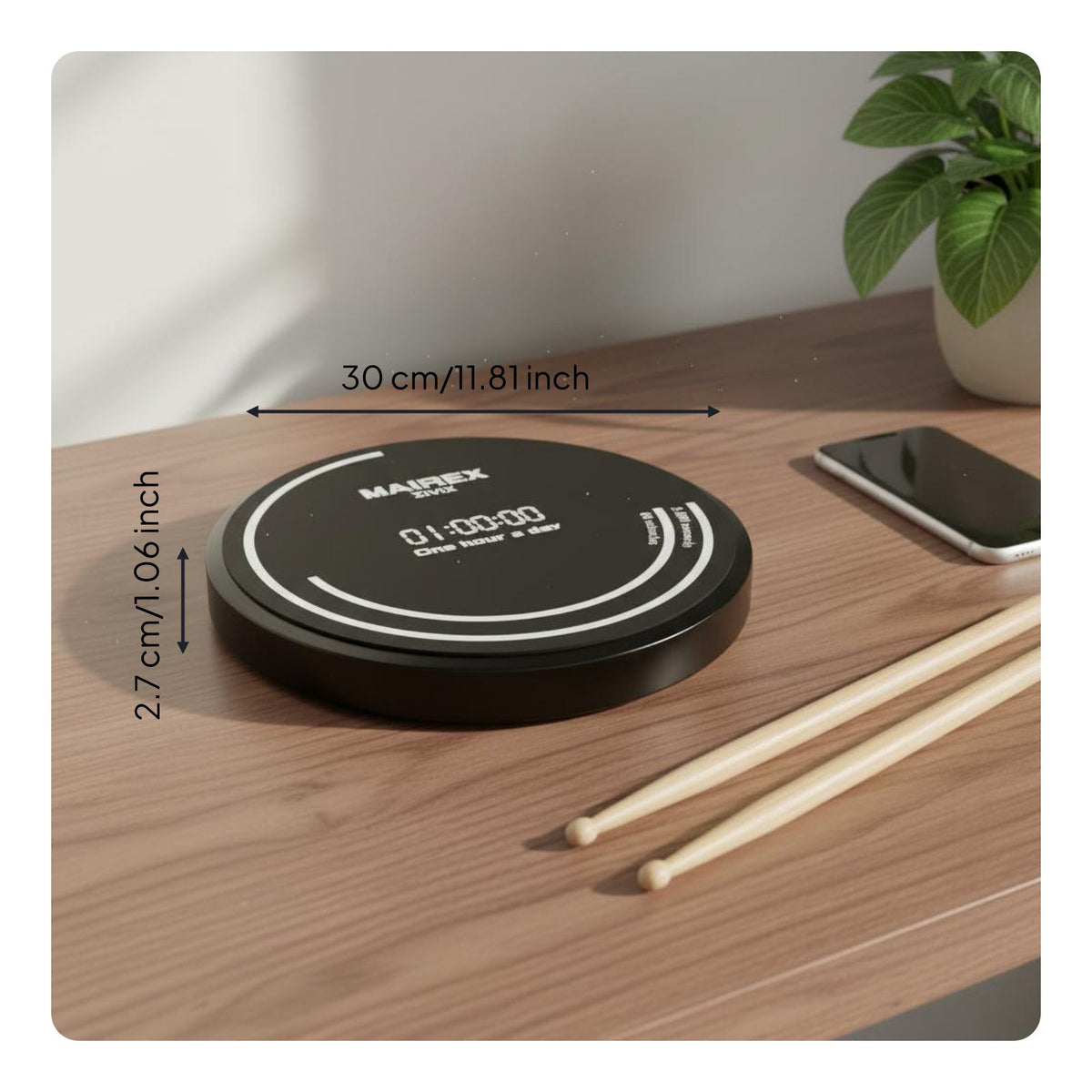 12 Inch Practice Drum Pad Set High Rebound Surface for Beginners, Drummers