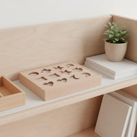 Wooden Shape Matching Board Early Learning Color Matching Game Natural Wood