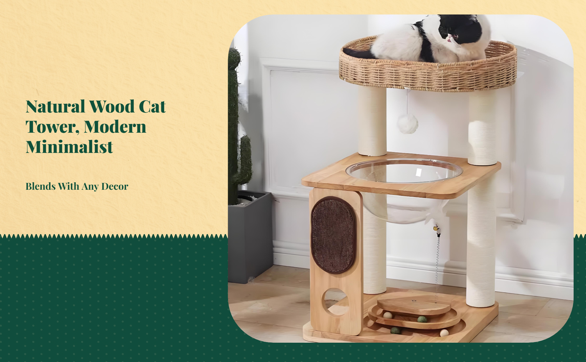 Multi-level compact wood cat tree