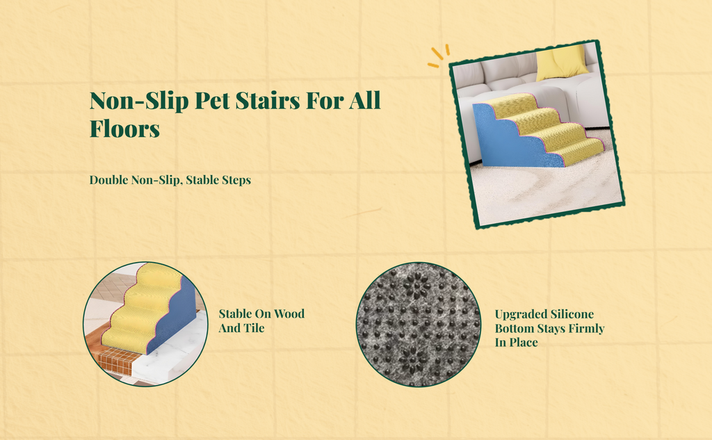 Non-slip dog stairs, gentle ramp