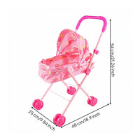 Baby Doll Carriage Iron Pipe Frame Toy Pram Realistic Design for Girls, Kids 3-6