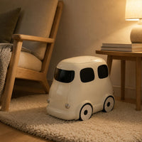Cartoon Bus Trash Can Dualcompartment Lidded Waste Container Wheel-And