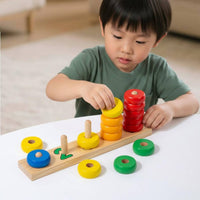 Wooden Counting Stacker Colorful Montessori Counting Toy Safe Wood for Classroom