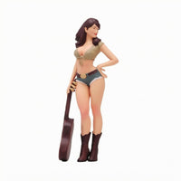 Hand Painted Resin Figurine Detailed Face Guitar Girl Figurine Smooth Surface Decor