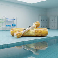 Inflatable Tap Set Wood-Grain Print Cylindrical Buoyant Pieces Yellow and Cream