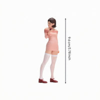 Fruit Holding Girl Figurine Pink Dress Mini Model Brown Hair