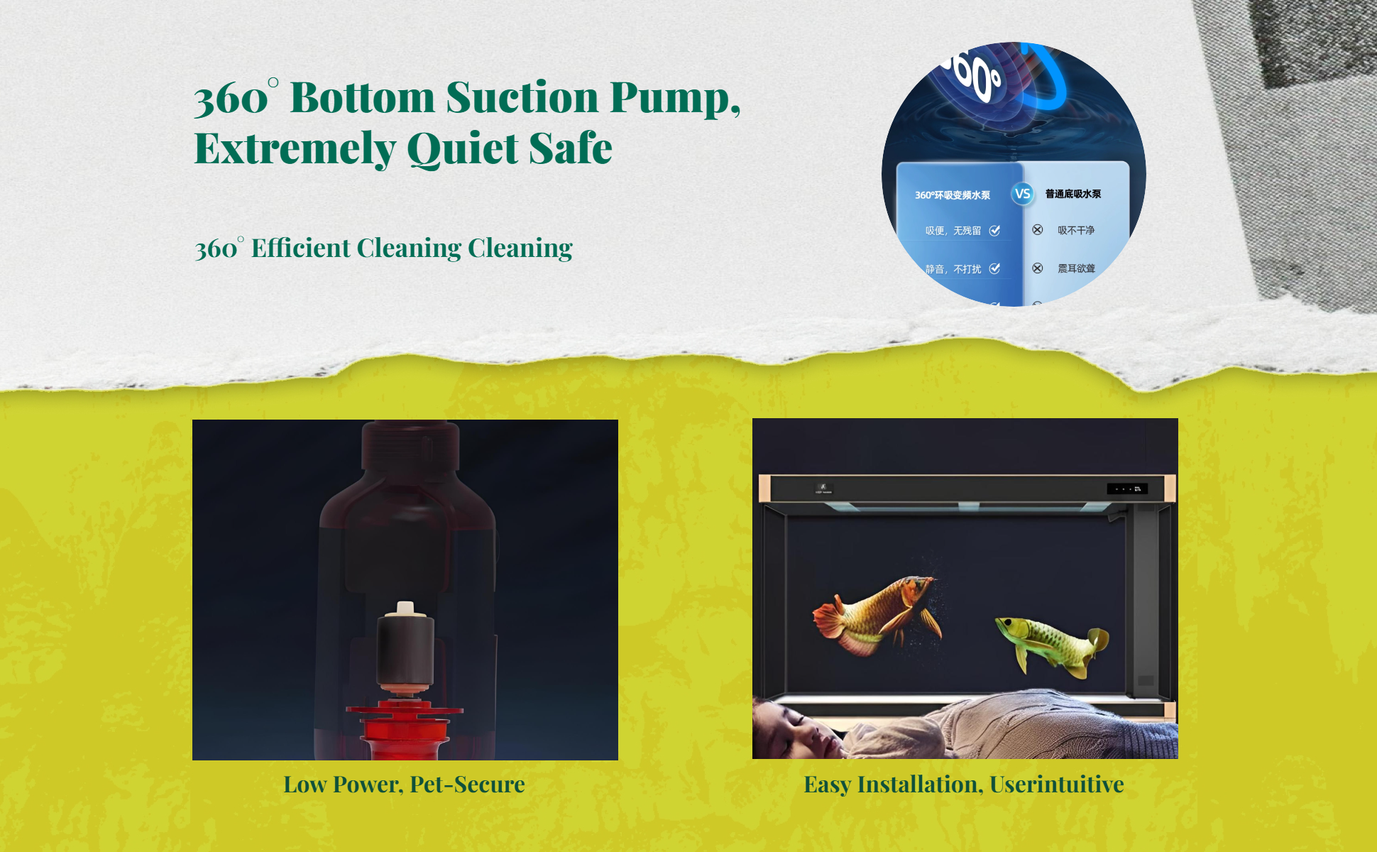 Immersible water circulator, extremely quiet aquatic habitat strainer, dry burning protection, circulation filtration, fish reservoir, water feature, hydroponics