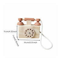Wooden Landline Phone Toy Hand-Eye Coordination Educational Toy Phone