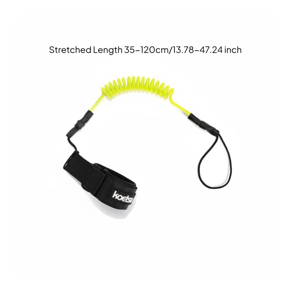 Elastic Surfboard Rope Adjustable Hook-and-Loop Cuff Coiled Wave Leash