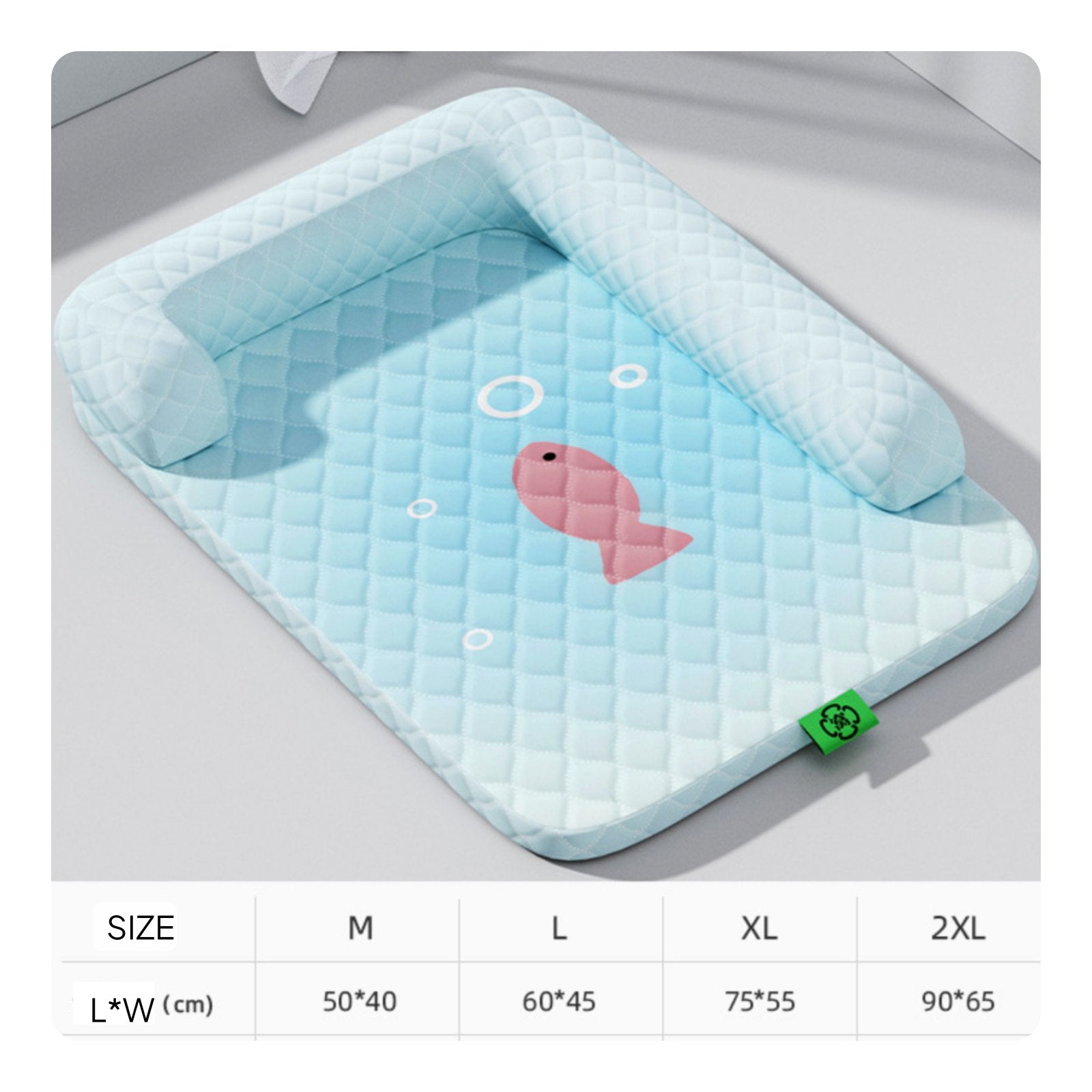 Dog Cooling Mat with Pillow Washable Cooling Dog Bed Neck Support for Cats
