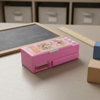 Dollhouse Pencil Box Transparent Side Compartment Miniature Pencil Box Decorative Top Panel for Children