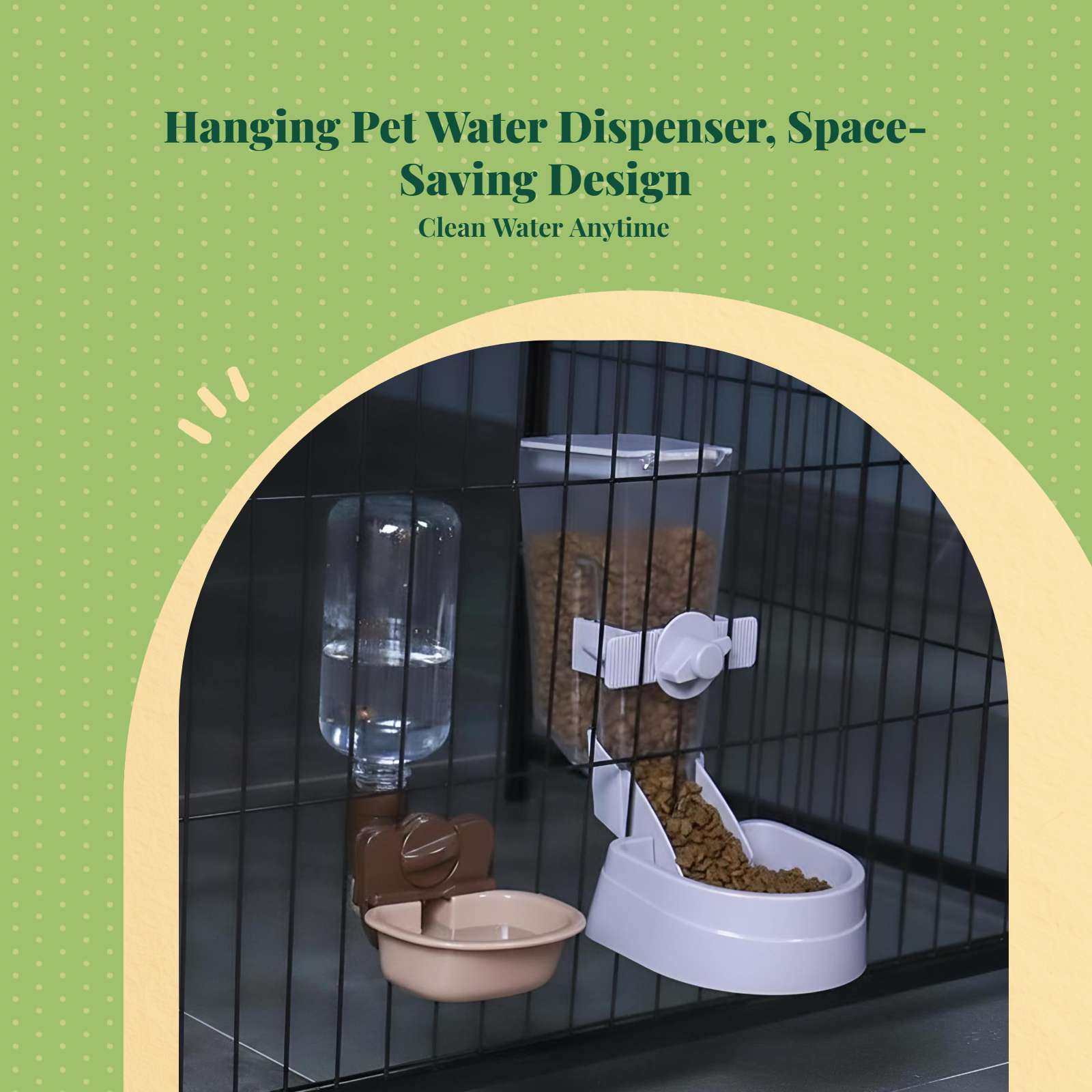 Automatic Hanging Pet Water Dispenser, Non-Drip, Removable