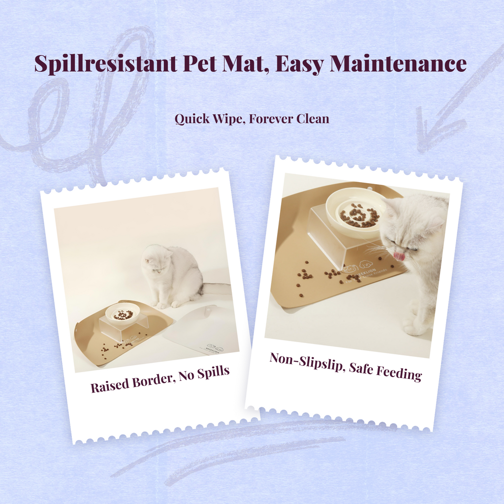 Water-resistant Pet Feeding Mat for felines and Dogs – Non-slip PU Leather Pet Food Tray, Easy to Clean, Oil-resistant Bowl Pad for Floor Protection, Prevents Spills