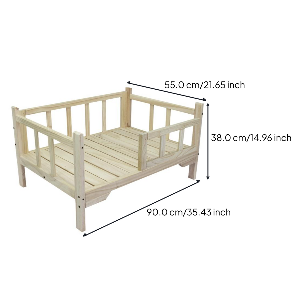 Hardwood pet bed with padded cover