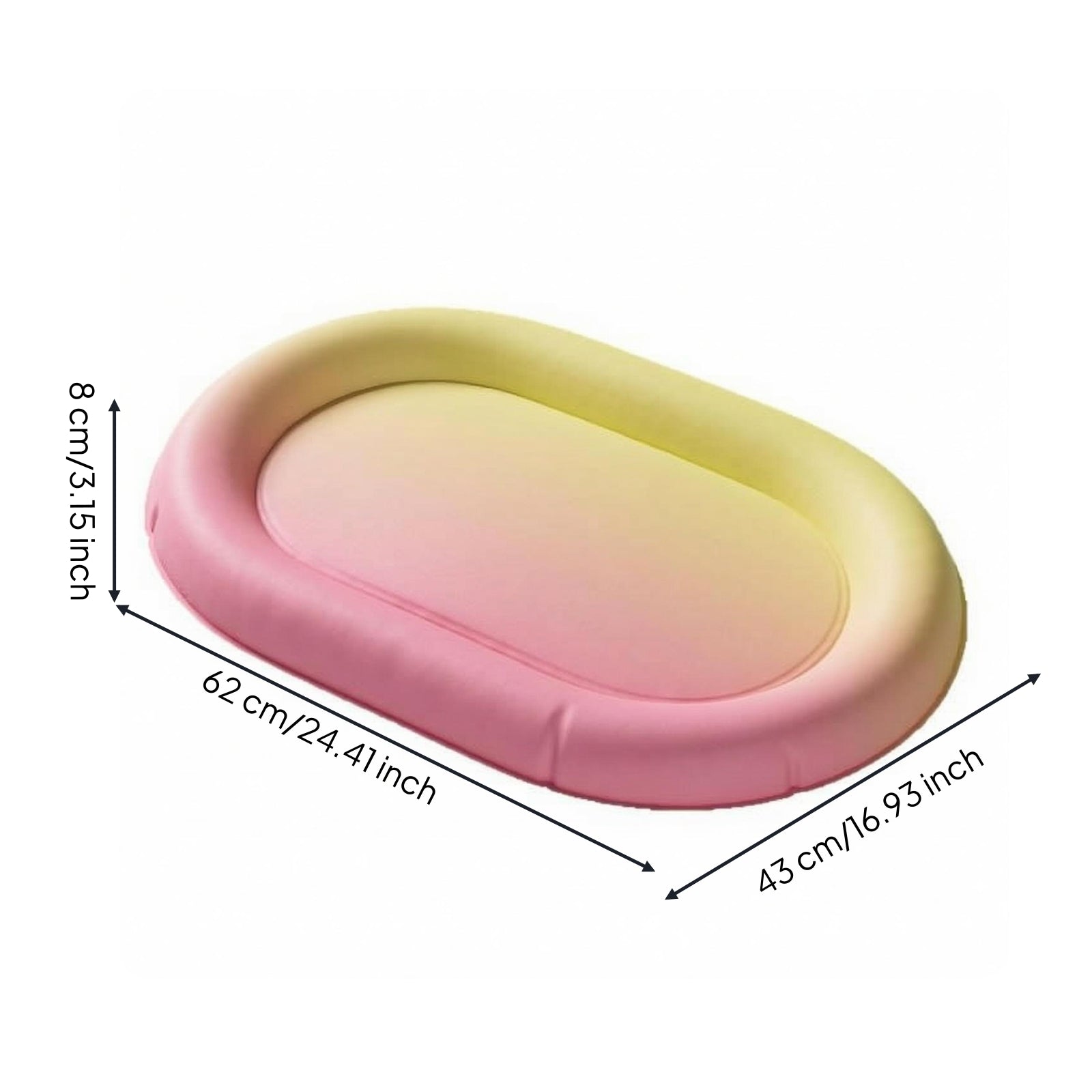 Pet Cooling Bed Layered Design Oval Supportive Rim Dog Bed PVC for Warm Weather